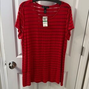 INC International Concepts Red Striped Short Sleeve Tee